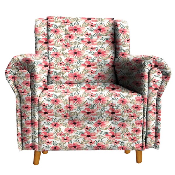 Poltrona Decorativa Bruna Suede Floral