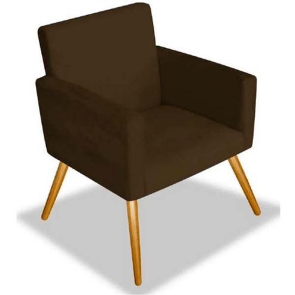 Poltrona Decorativa Cadeira Escritorio Recepcao Nina Marrom