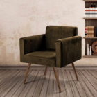 Poltrona Decorativa Cadeira Escritorio Recepcao Nina Marrom