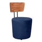 Poltrona Decorativa Cadeira Liz Banqueta Redonda Puff Azul Ma