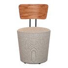 Poltrona Decorativa Cadeira Liz Banqueta Redonda Puff Bege