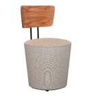 Poltrona Decorativa Cadeira Liz Banqueta Redonda Puff Bege