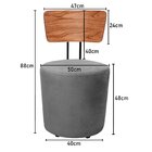 Poltrona Decorativa Cadeira Liz Banqueta Redonda Puff Cinza G