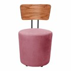 Poltrona Decorativa Cadeira Liz Banqueta Redonda Puff Rosa