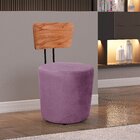 Poltrona Decorativa Cadeira Liz Banqueta Redonda Puff Roxo