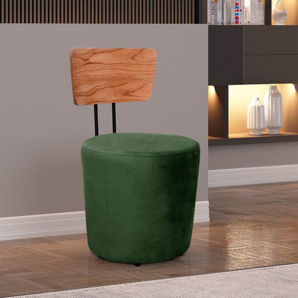 Poltrona Decorativa Cadeira Liz Banqueta Redonda Puff Verde