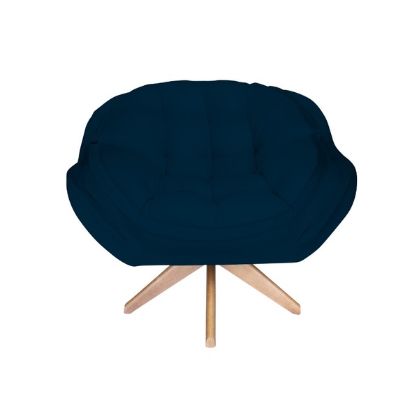 Poltrona Decorativa Califórnia Base Giratória Madeira Suede A