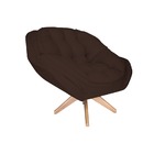 Poltrona Decorativa Califórnia Base Giratória Madeira Suede M