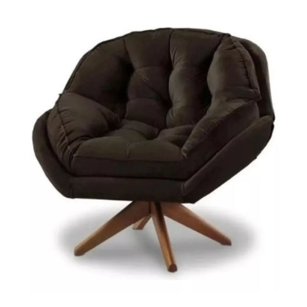 Poltrona Decorativa Califórnia Com Base Giratória Veludo - Ss