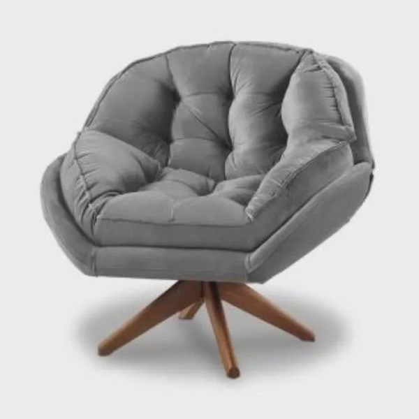 Poltrona Decorativa Califórnia Com Base Giratória Veludo - Ss