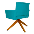 Poltrona Decorativa Camila Pés Madeira Giratório Suede Azul T