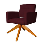 Poltrona Decorativa Camila Pés Madeira Giratório Suede Bordô