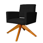 Poltrona Decorativa Camila Pés Madeira Giratório Suede Preto