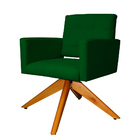 Poltrona Decorativa Camila Pés Madeira Giratório Suede Verde