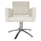 Poltrona Decorativa Camila Pés Metal Giratório Suede Bege - D