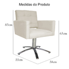 Poltrona Decorativa Camila Pés Metal Giratório Suede Bege - D