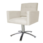 Poltrona Decorativa Camila Pés Metal Giratório Suede Bege - D