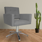 Poltrona Decorativa Camila Pés Metal Giratório Suede Cinza -