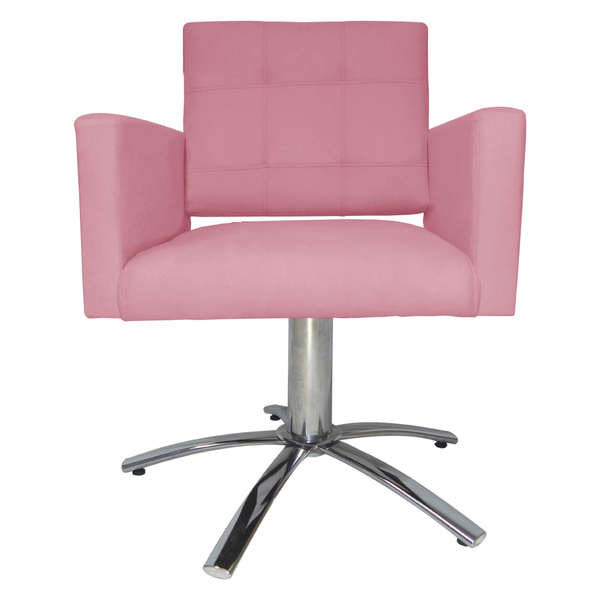 Poltrona Decorativa Camila Pés Metal Giratório Suede Rosa - D