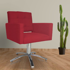 Poltrona Decorativa Camila Pés Metal Giratório Suede Vermelho