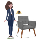 Poltrona Decorativa Camila Pés Palito Suede Cinza - Ds Estofa