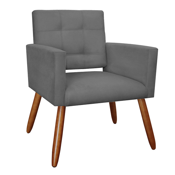 Poltrona Decorativa Camila Pés Palito Suede Cinza - Ds Estofa