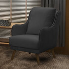 Poltrona Decorativa Catar Com Tachas Veludo Cinza Chumbo G33