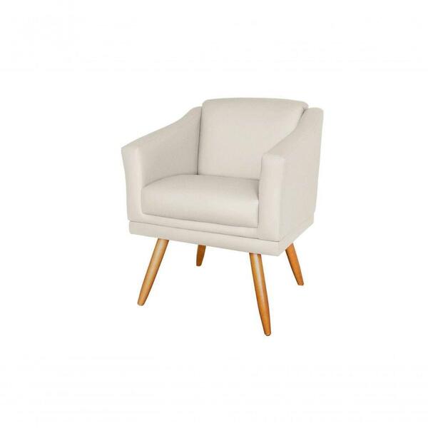 Poltrona Decorativa Ceci Sala Recepção Sintetico Bege