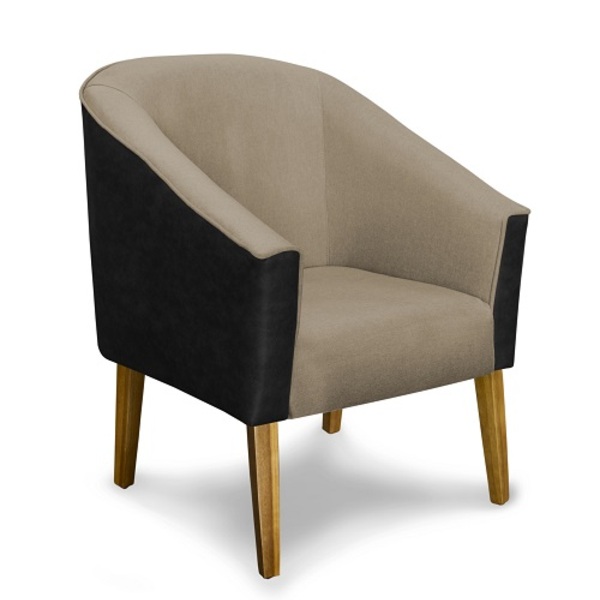 Poltrona Decorativa Cecília Linho Castor E Courissimo Preto -