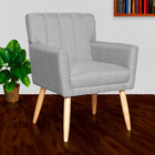 Poltrona Decorativa Cecília Linho Cores - Ds Estofados - Cinza