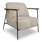 Poltrona Decorativa Celeste Linho Bouclê Bege Base De Ferro P