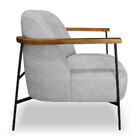 Poltrona Decorativa Celeste Linho Bouclê Cinza Claro Base De