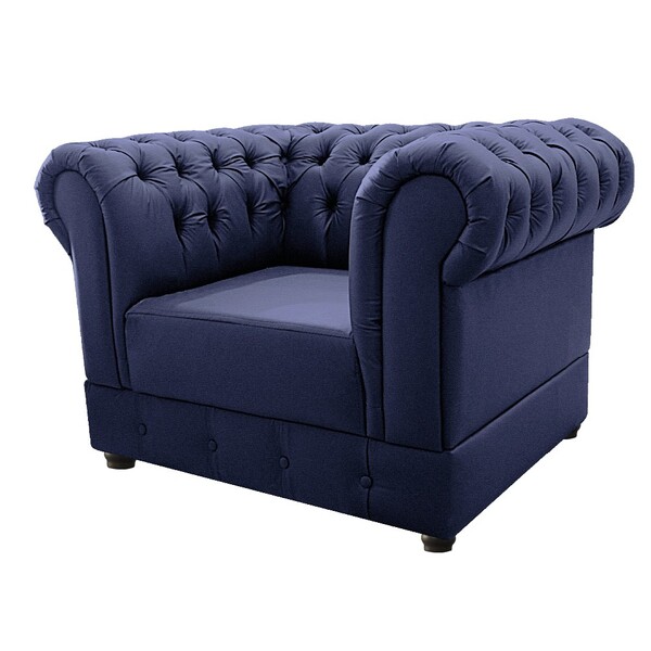 Poltrona Decorativa Chesterfield Ana Corano Azul Marinho - Am