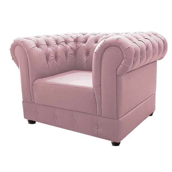 Poltrona Decorativa Chesterfield Ana Corano Rosa Bebê - Amare