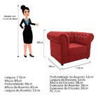 Poltrona Decorativa Chesterfield Ana Corano Vermelho - Amaren