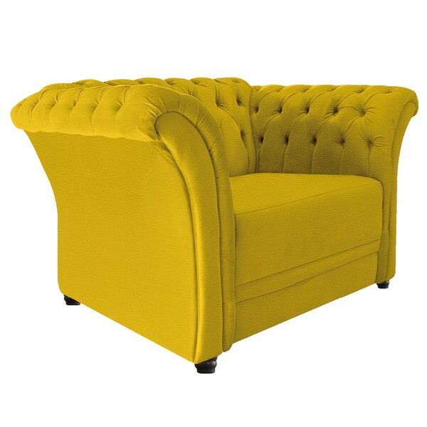 Poltrona Decorativa Chesterfield Sofia Corano Amarelo - Amare