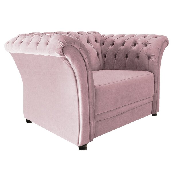 Poltrona Decorativa Chesterfield Sofia Corano Rosa Bebê - Doc