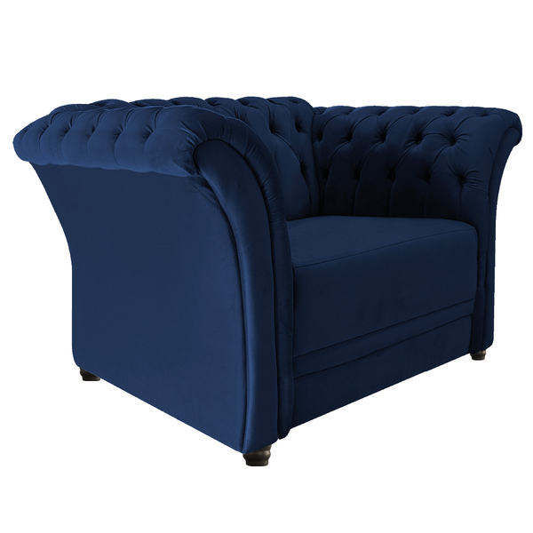 Poltrona Decorativa Chesterfield Sofia Suede Azul Marinho - D