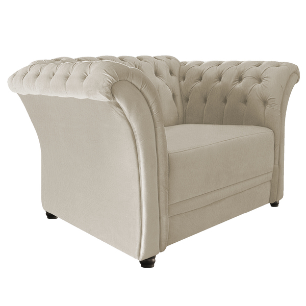 Poltrona Decorativa Chesterfield Sofia Suede Bege- Amarena Mó