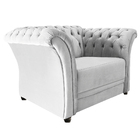 Poltrona Decorativa Chesterfield Sofia Suede Branco - Amarena