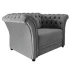 Poltrona Decorativa Chesterfield Sofia Suede Cinza - Amarena