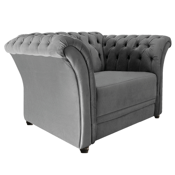 Poltrona Decorativa Chesterfield Sofia Suede Cinza - Amarena