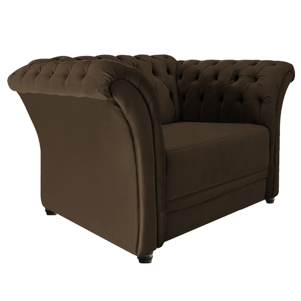 Poltrona Decorativa Chesterfield Sofia Suede Marrom - Doce So