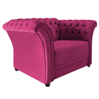 Poltrona Decorativa Chesterfield Sofia Suede Pink - Amarena M