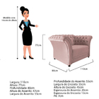 Poltrona Decorativa Chesterfield Sofia Suede Rosê - Doce Sonh