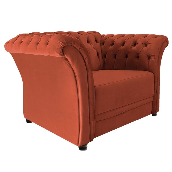 Poltrona Decorativa Chesterfield Sofia Suede Terracota - Doce