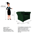 Poltrona Decorativa Chesterfield Sofia Suede Verde - Doce Son