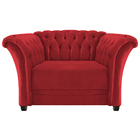 Poltrona Decorativa Chesterfield Sofia Suede Vermelho - Doce