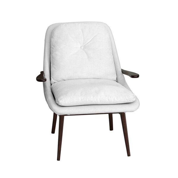 Poltrona Decorativa Cintia Com Pés Madeira Linho Palha G38 -