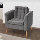 Poltrona Decorativa Cinza Com Pés Palito Estela